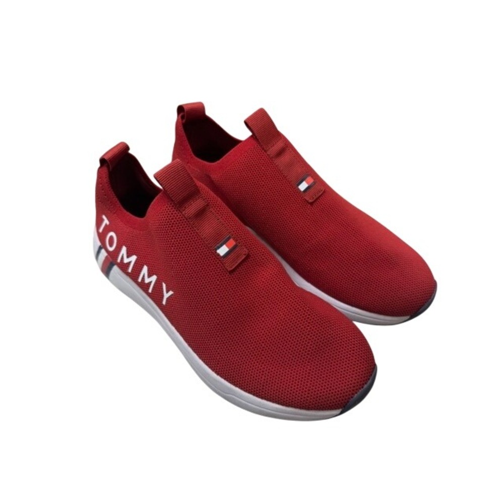 Tommy Hilfiger Women's Red Slip‎ On Knit Sneakers Size 8.5